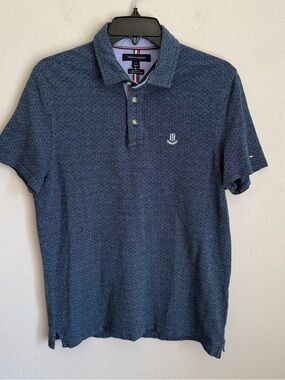 Men’s M Blue Tommy Hilfiger Custom Fit Preppy Office Short Sleeve Polo